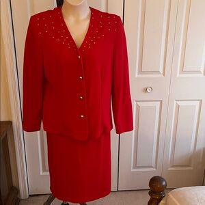 Elegant Red Women's Skirt Suit
